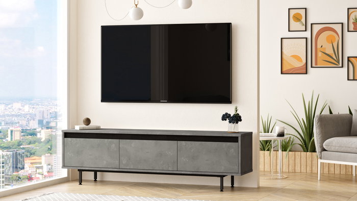 Hanah Home LV1-RL Soporte para TV con Patas de Metal Plateado y Negro